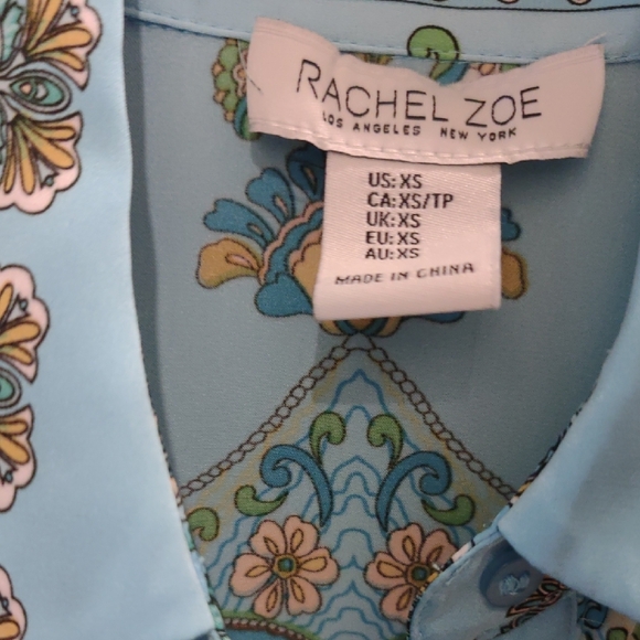 Rachel Zoe Blue Floral Women''s Shirt - Picture 3 of 6